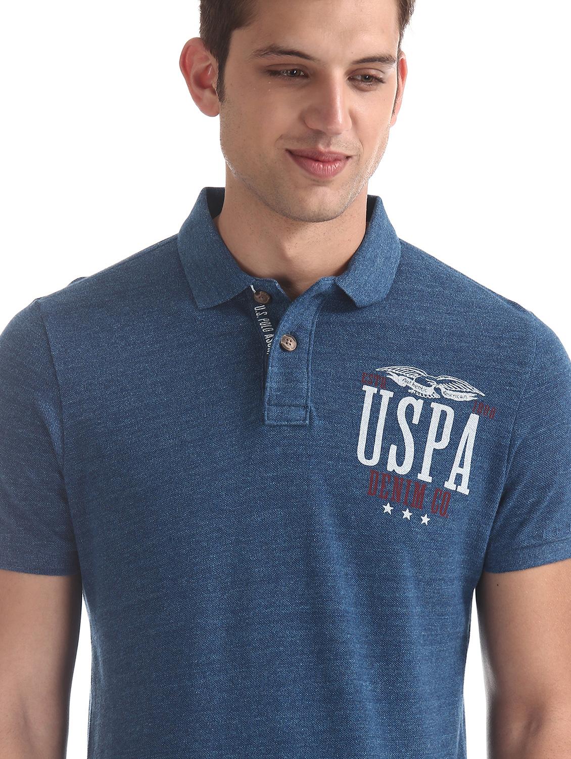 blue printed polo t-shirt - 17631433 - Zoom Image - 5