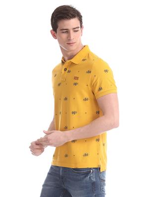 yellow printed polo t-shirt - 17631435 - Standard Image - 2
