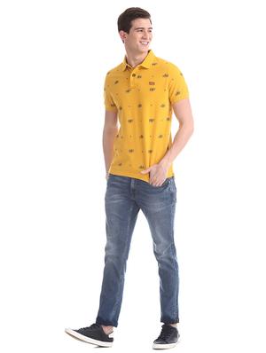 yellow printed polo t-shirt - 17631435 - Standard Image - 4