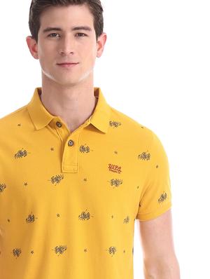 yellow printed polo t-shirt - 17631435 - Standard Image - 5
