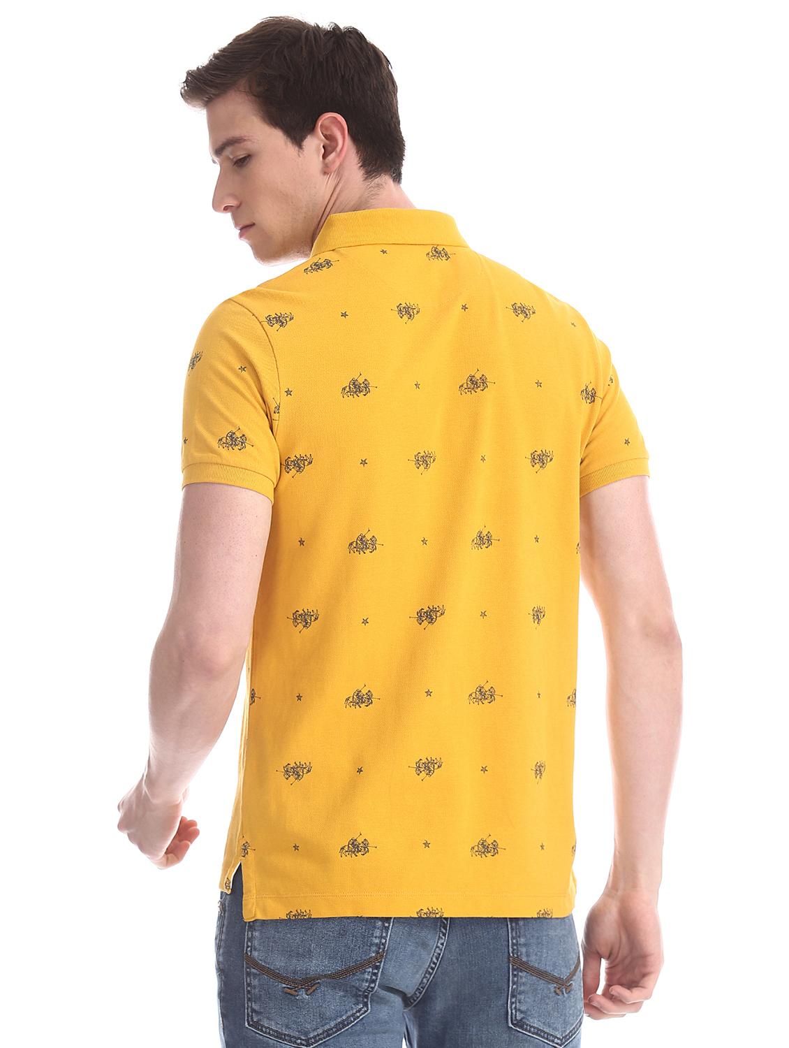 yellow printed polo t-shirt - 17631435 - Zoom Image - 3