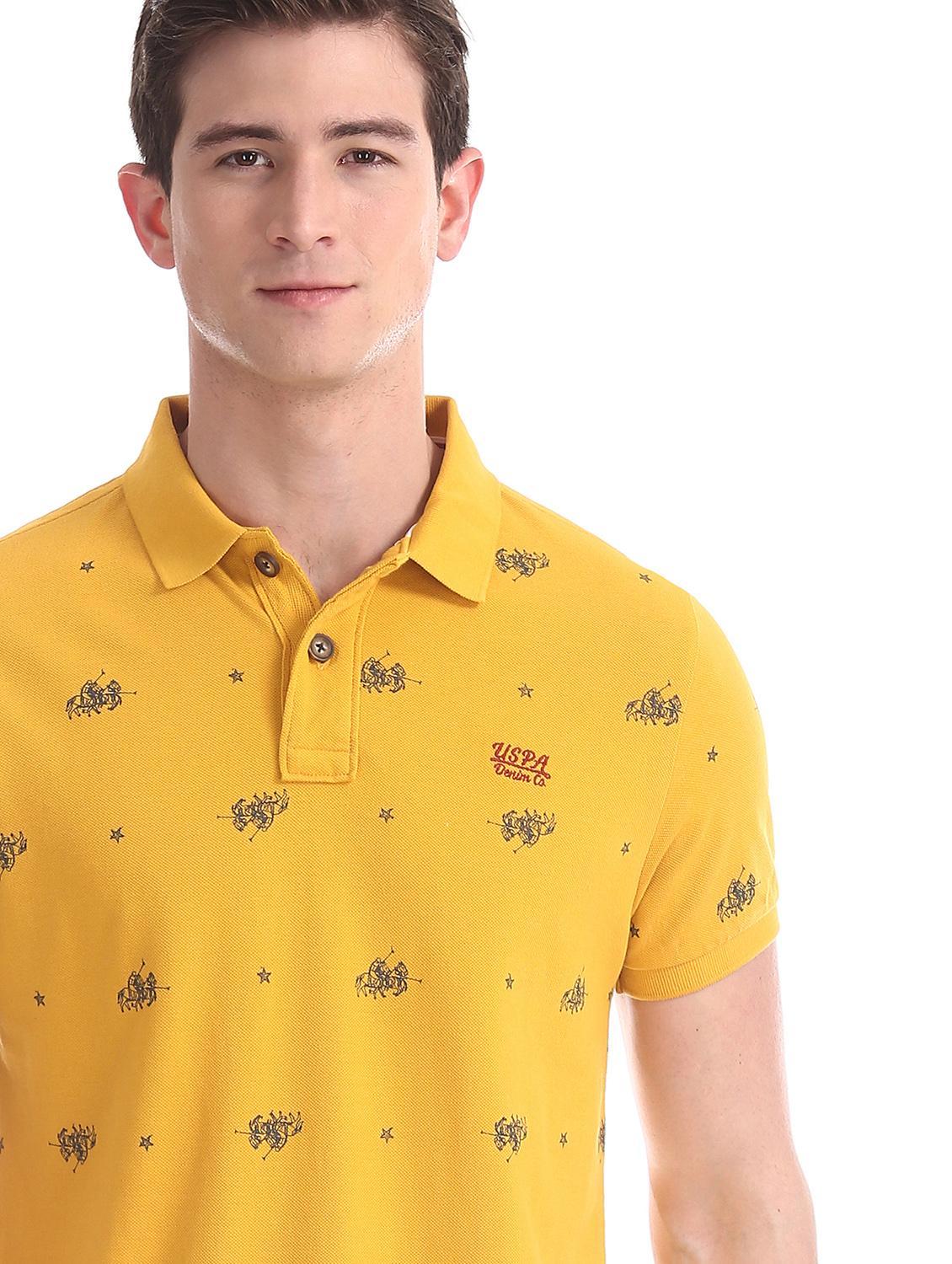 yellow printed polo t-shirt - 17631435 - Zoom Image - 5