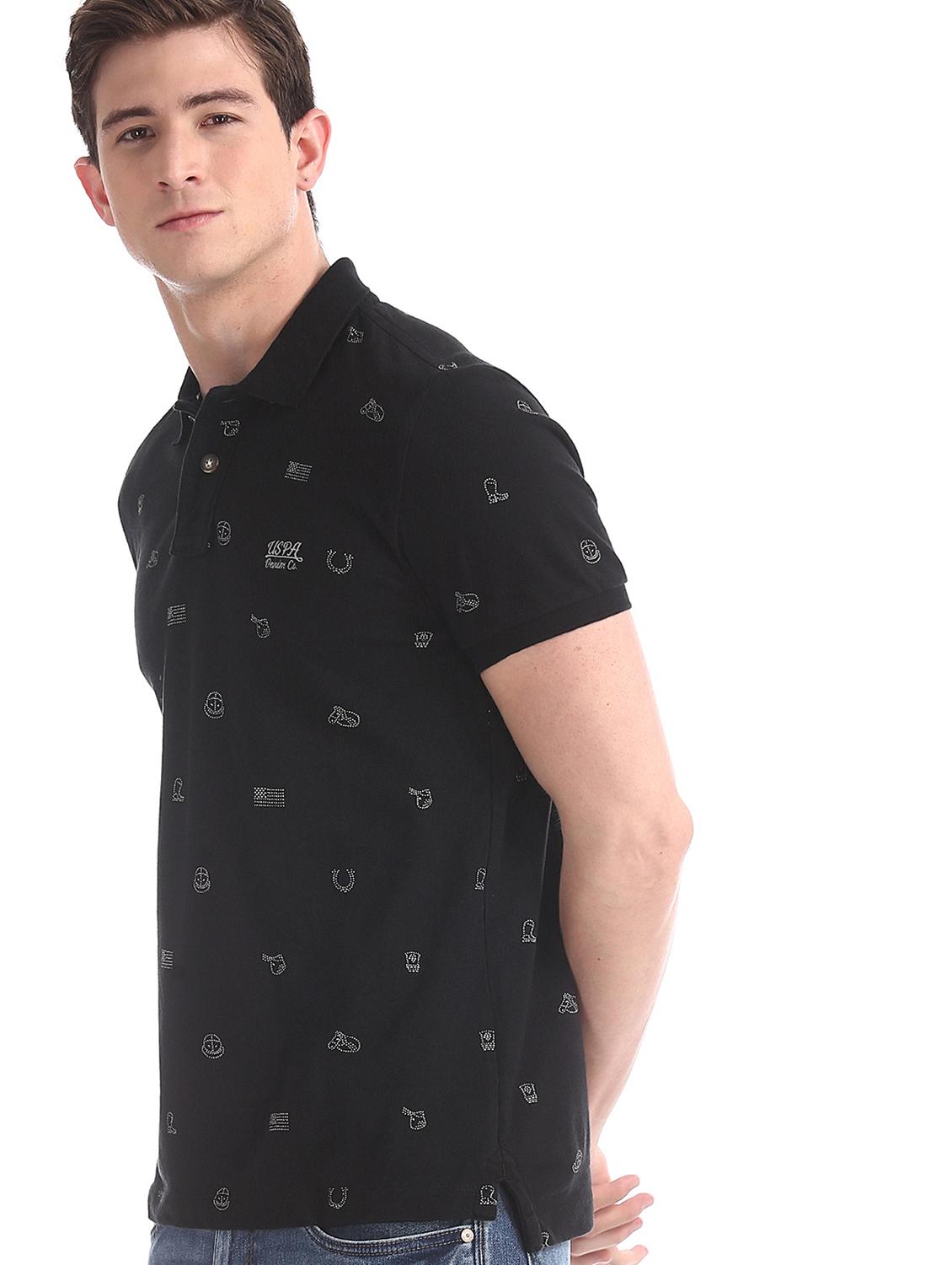 black printed polo t-shirt - 17631439 - Zoom Image - 2