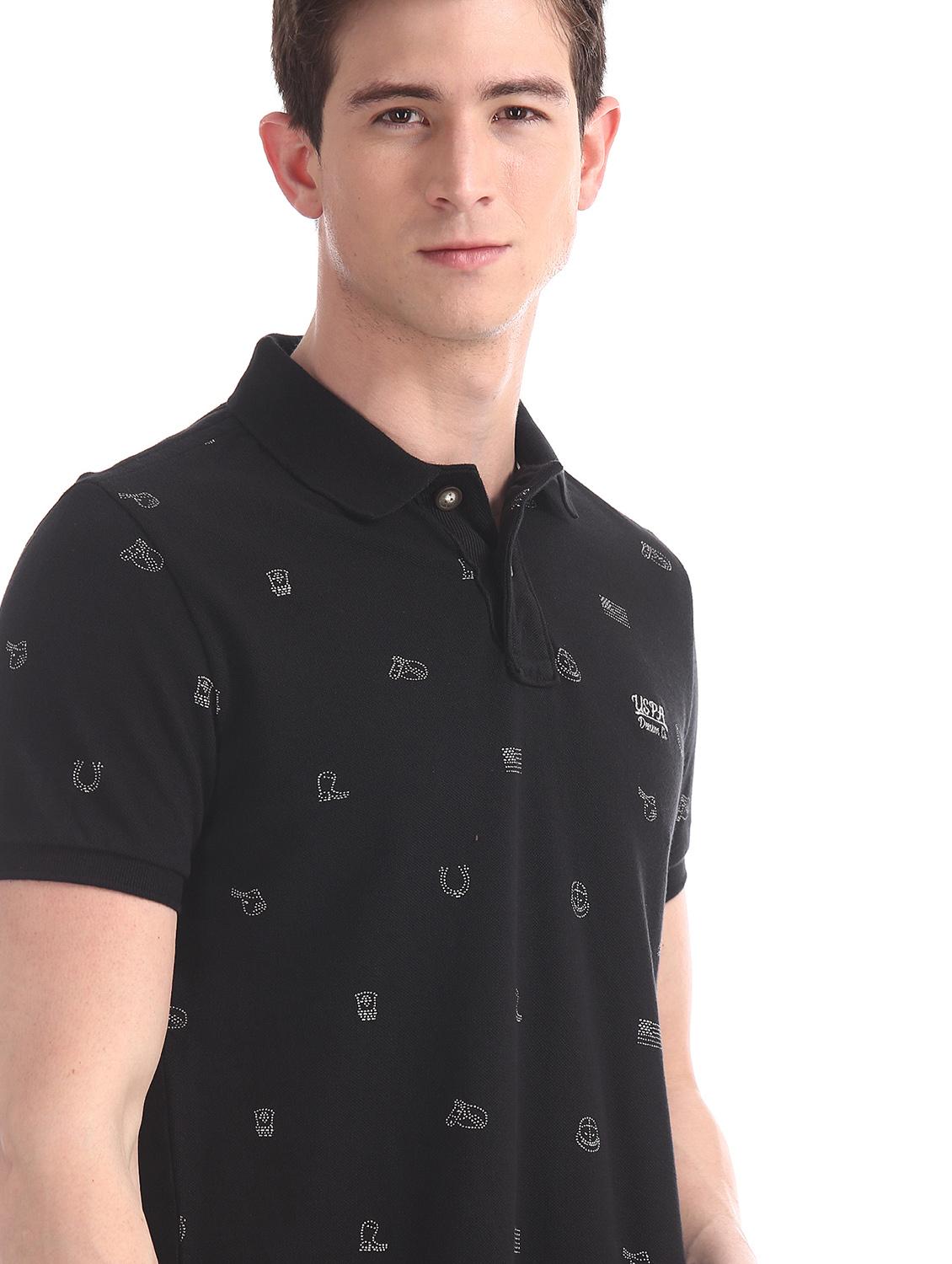 black printed polo t-shirt - 17631439 - Zoom Image - 5