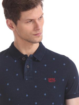 navy blue printed polo t-shirt - 17631442 - Standard Image - 5