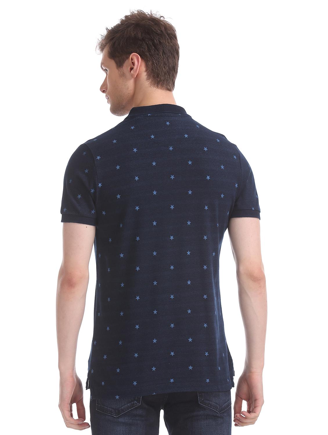 navy blue printed polo t-shirt - 17631442 - Zoom Image - 3