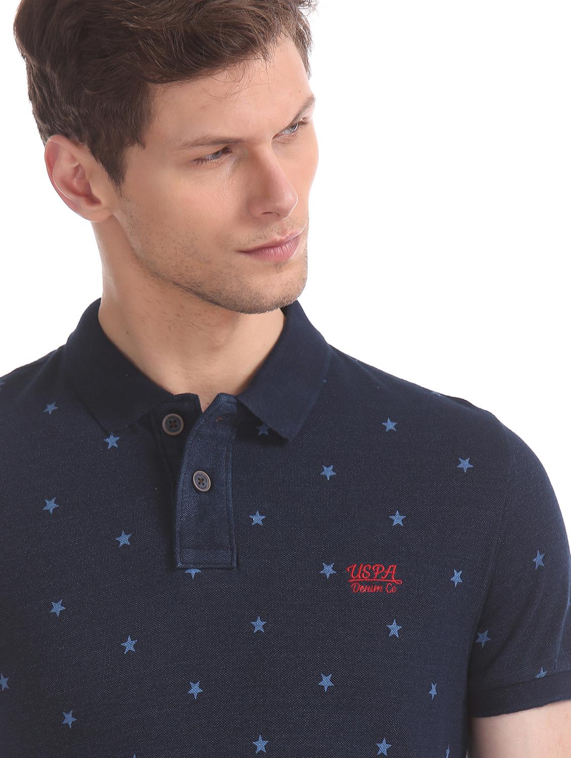 navy blue printed polo t-shirt - 17631442 - Zoom Image - 5