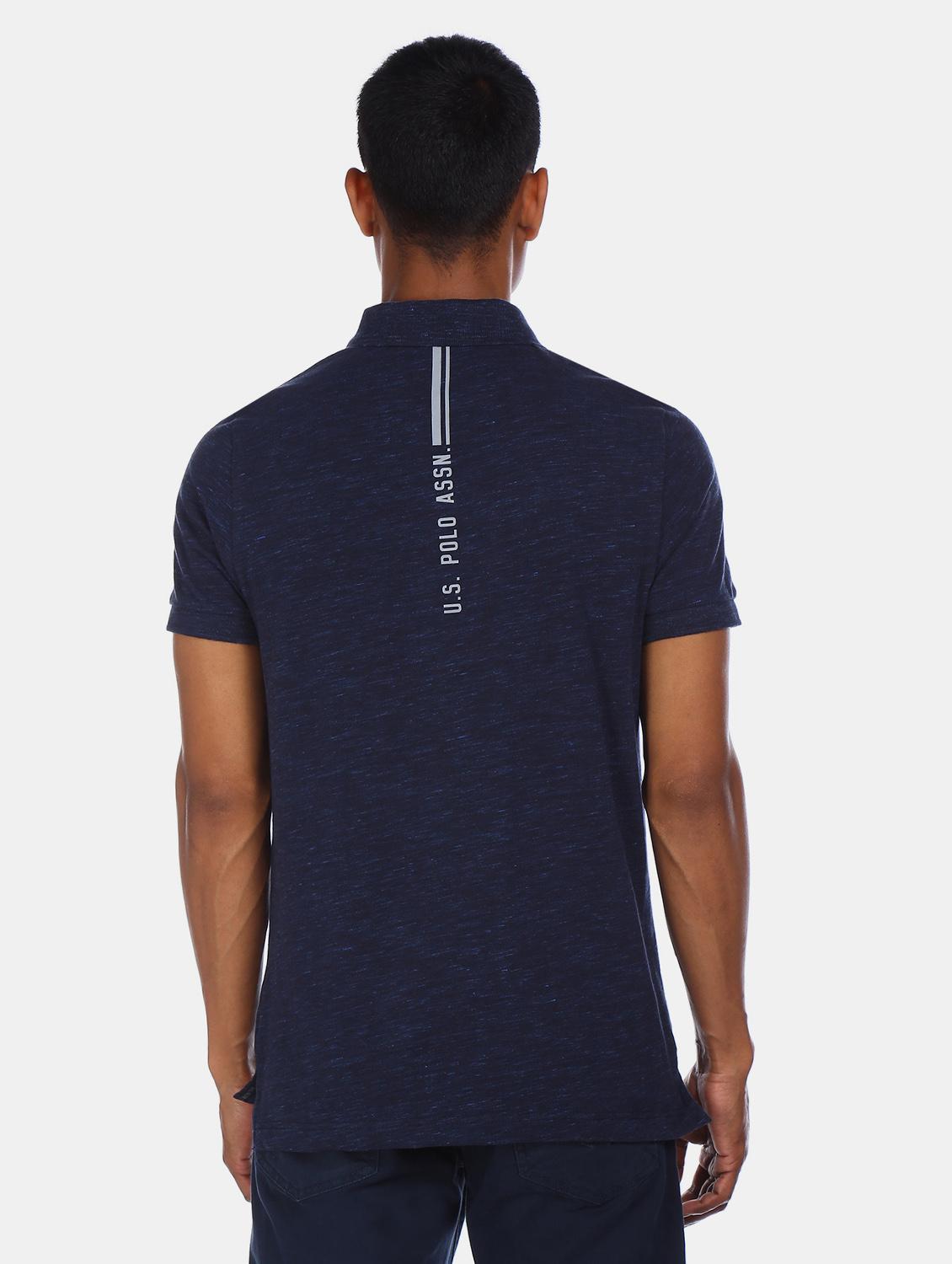 navy blue printed polo t-shirt - 17631456 - Zoom Image - 2