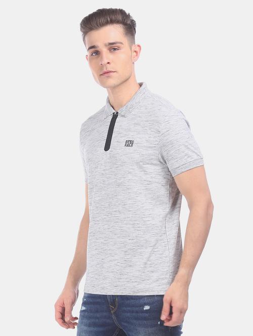 grey melange polo t-shirt - 17631457 - Standard Image - 1