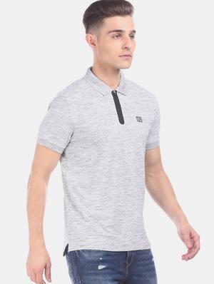 grey melange polo t-shirt - 17631457 - Standard Image - 2