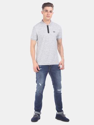 grey melange polo t-shirt - 17631457 - Standard Image - 4