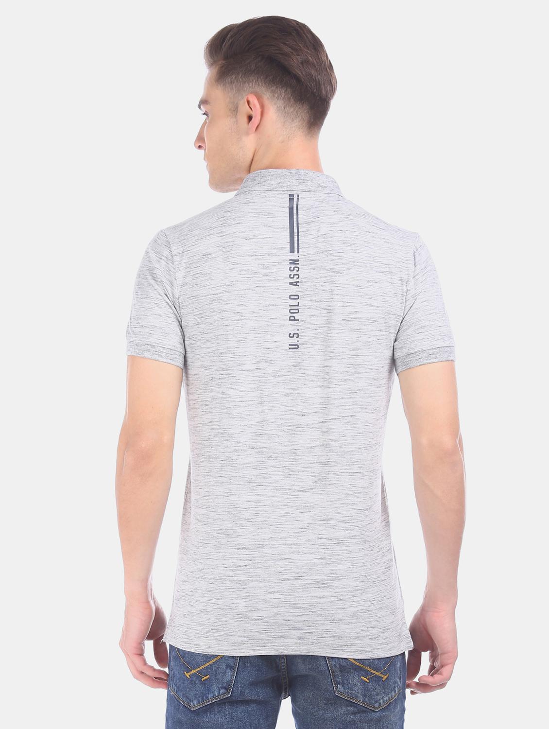 grey melange polo t-shirt - 17631457 - Zoom Image - 3