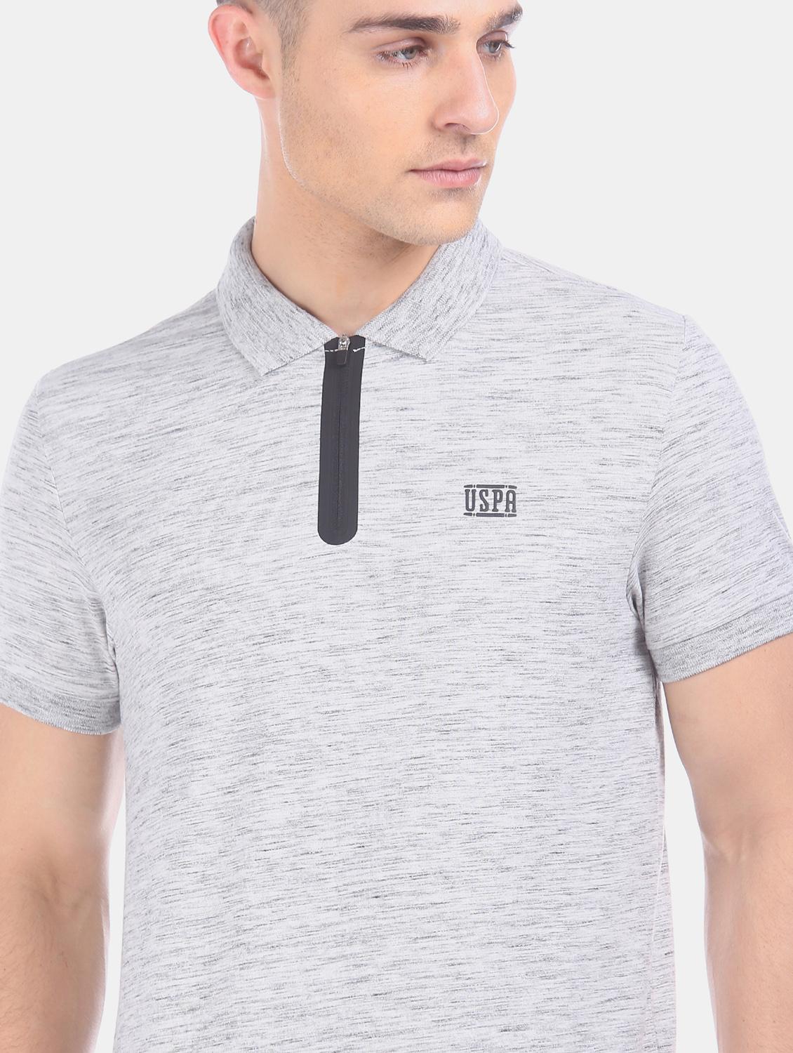 grey melange polo t-shirt - 17631457 - Zoom Image - 5