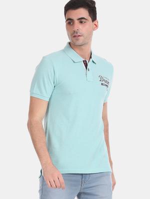 blue solid polo t-shirt - 17631458 - Standard Image - 2