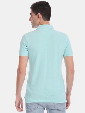 blue solid polo t-shirt - 17631458 - Standard Image - 3