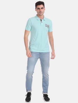 blue solid polo t-shirt - 17631458 - Standard Image - 4