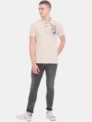 beige printed polo t-shirt - 17631465 - Standard Image - 4
