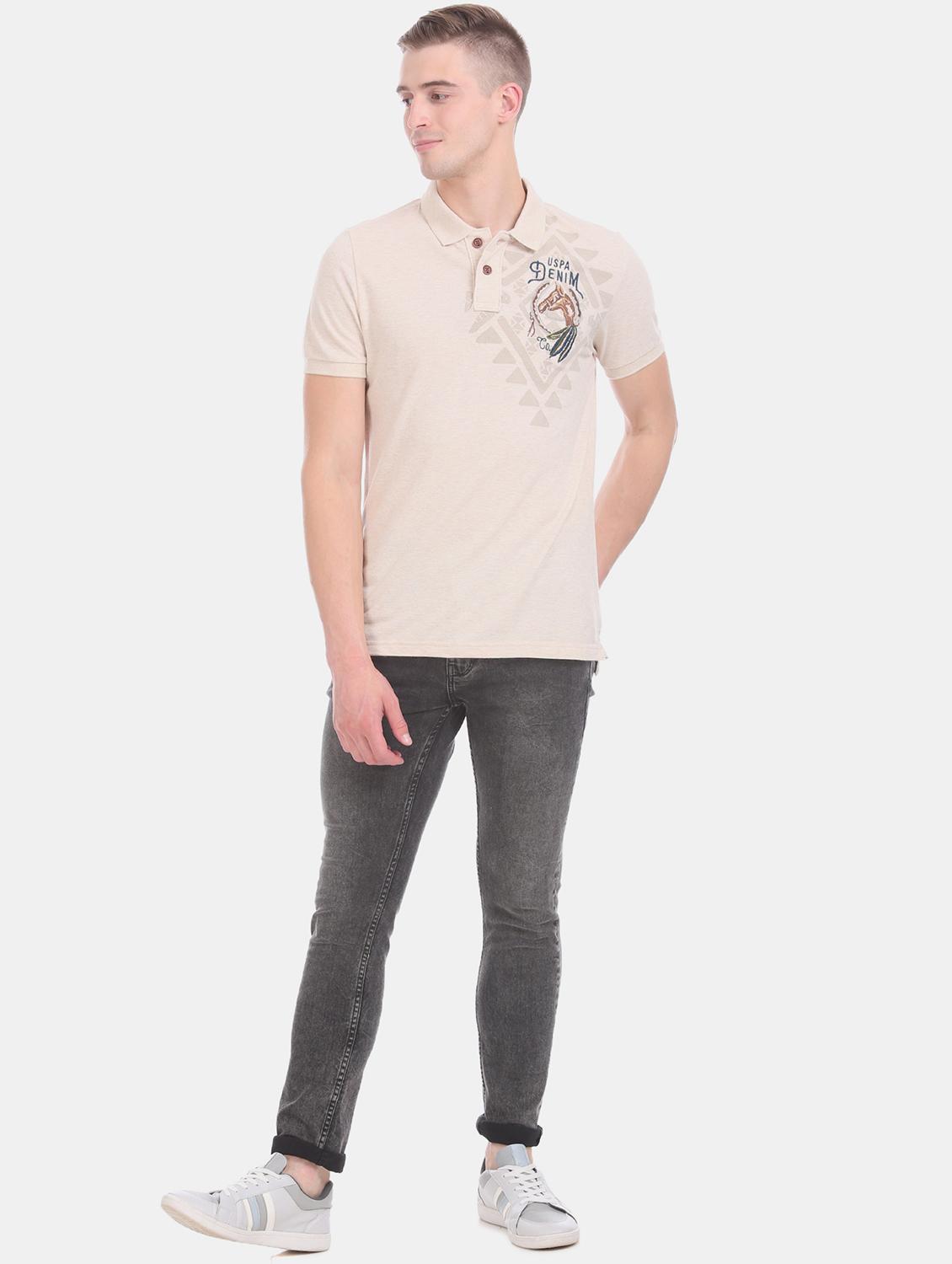 beige printed polo t-shirt - 17631465 - Zoom Image - 4