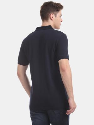 navy blue printed polo t-shirt - 17631470 - Standard Image - 2