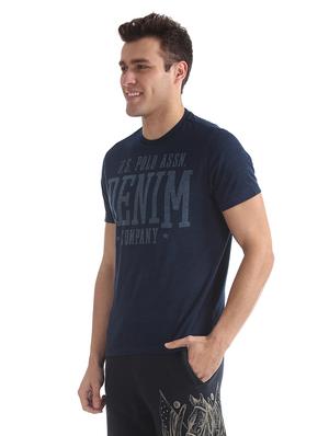 navy blue printed t-shirt - 17631505 - Standard Image - 2