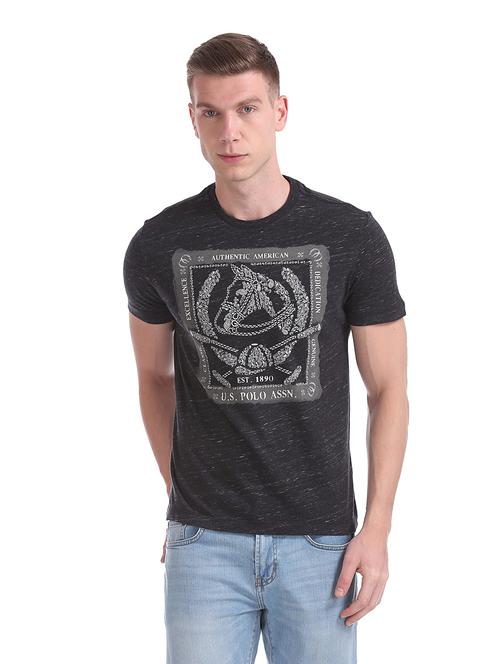 black front print t-shirt - 17631541 - Standard Image - 1