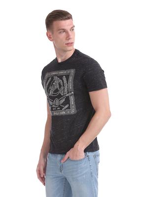 black front print t-shirt - 17631541 - Standard Image - 2