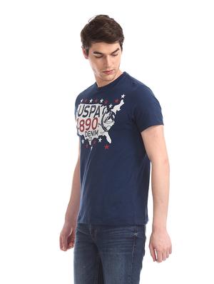 blue chest print t-shirt - 17631577 - Standard Image - 2