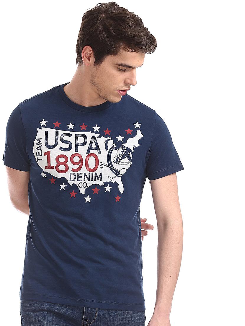 blue chest print t-shirt - 17631577 - Zoom Image - 1