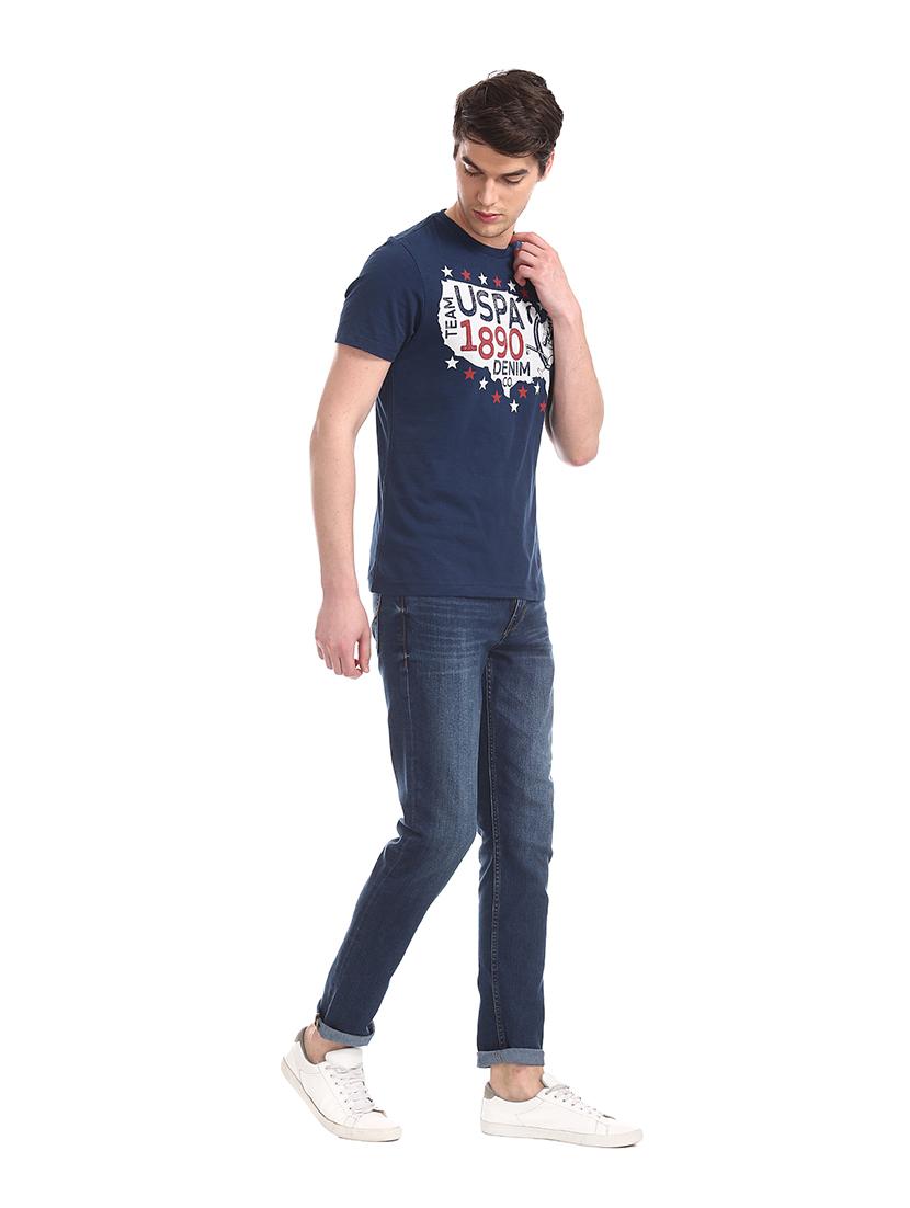 blue chest print t-shirt - 17631577 - Zoom Image - 4