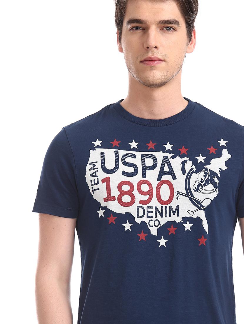 blue chest print t-shirt - 17631577 - Zoom Image - 5