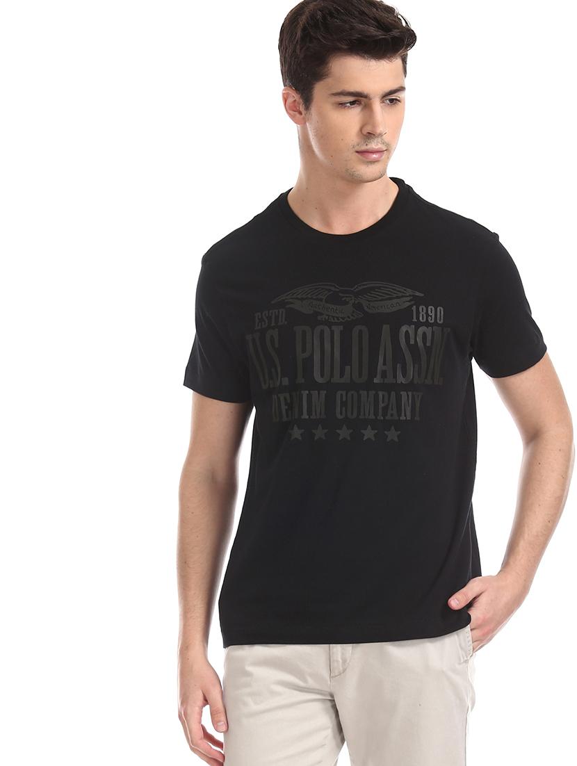 black chest print t-shirt - 17631588 - Zoom Image - 1