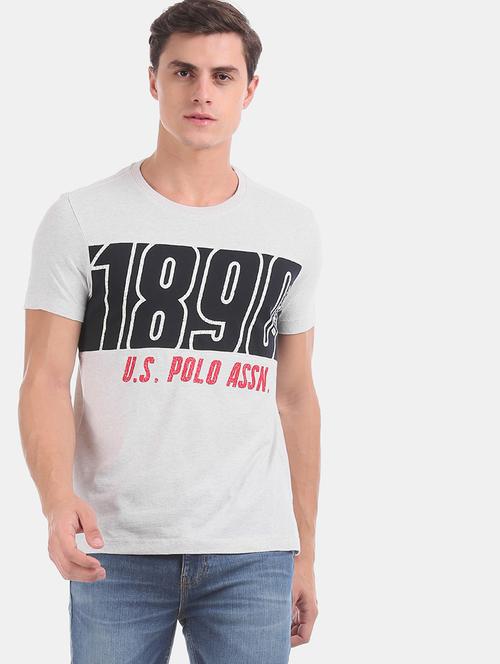 grey chest print t-shirt - 17631597 - Standard Image - 1