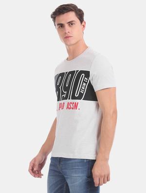 grey chest print t-shirt - 17631597 - Standard Image - 2