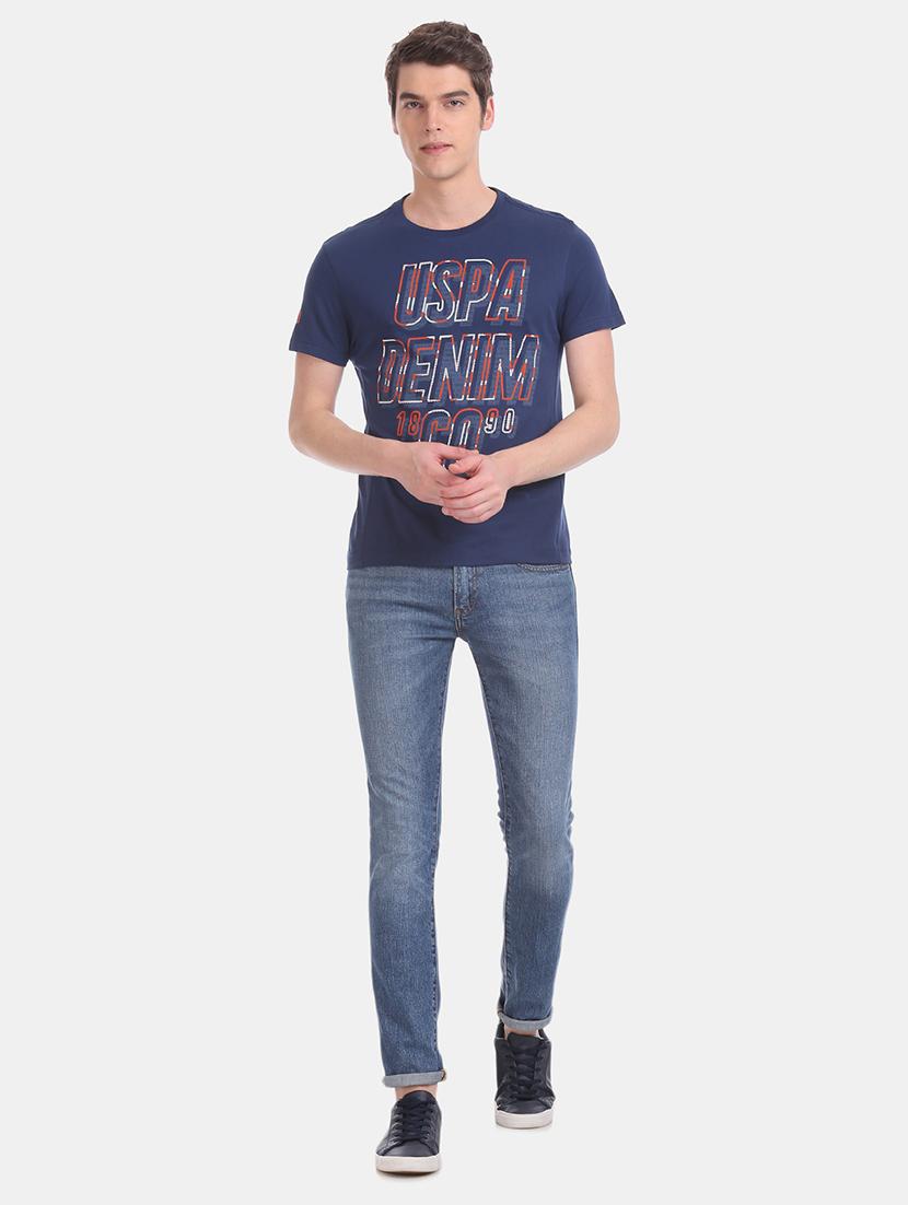 blue front print t-shirt - 17631605 - Zoom Image - 4