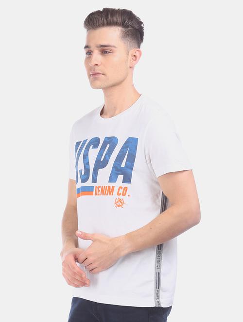 white chest print t-shirt - 17631608 - Standard Image - 1