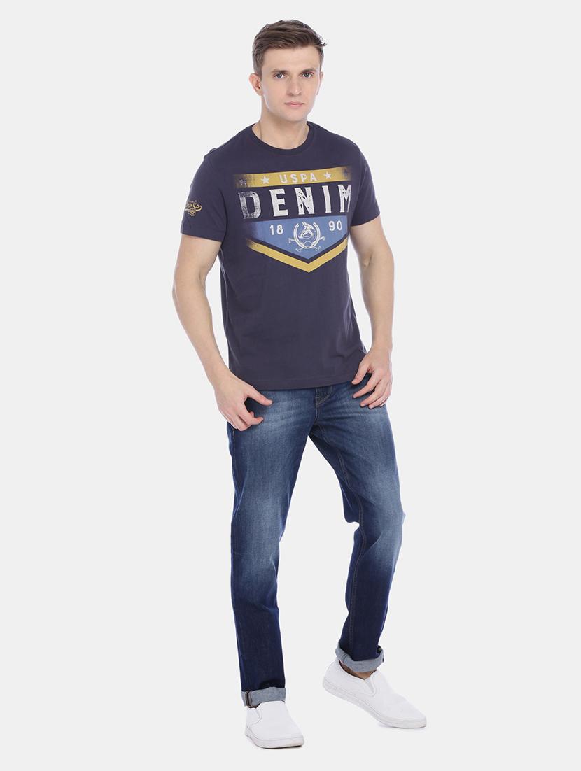 blue chest print t-shirt - 17631613 - Zoom Image - 4
