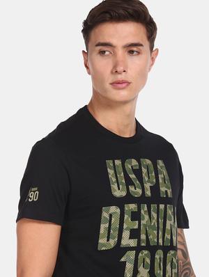 black chest print t-shirt - 17631628 - Standard Image - 5