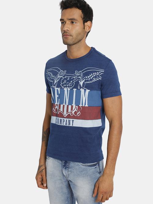 blue chest print t-shirt - 17631637 - Standard Image - 1