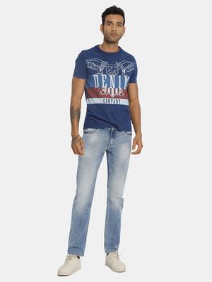 blue chest print t-shirt - 17631637 - Standard Image - 4