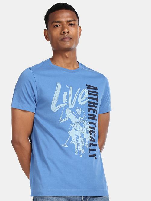 blue front print t-shirt - 17631640 - Very Small Image - 1