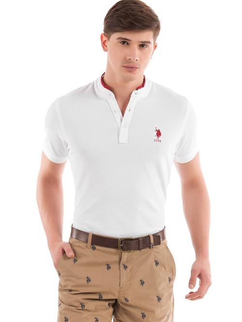 white solid polo t-shirt - 17631670 - Standard Image - 1