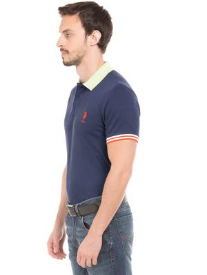 navy blue solid polo t-shirt - 17631684 - Standard Image - 2