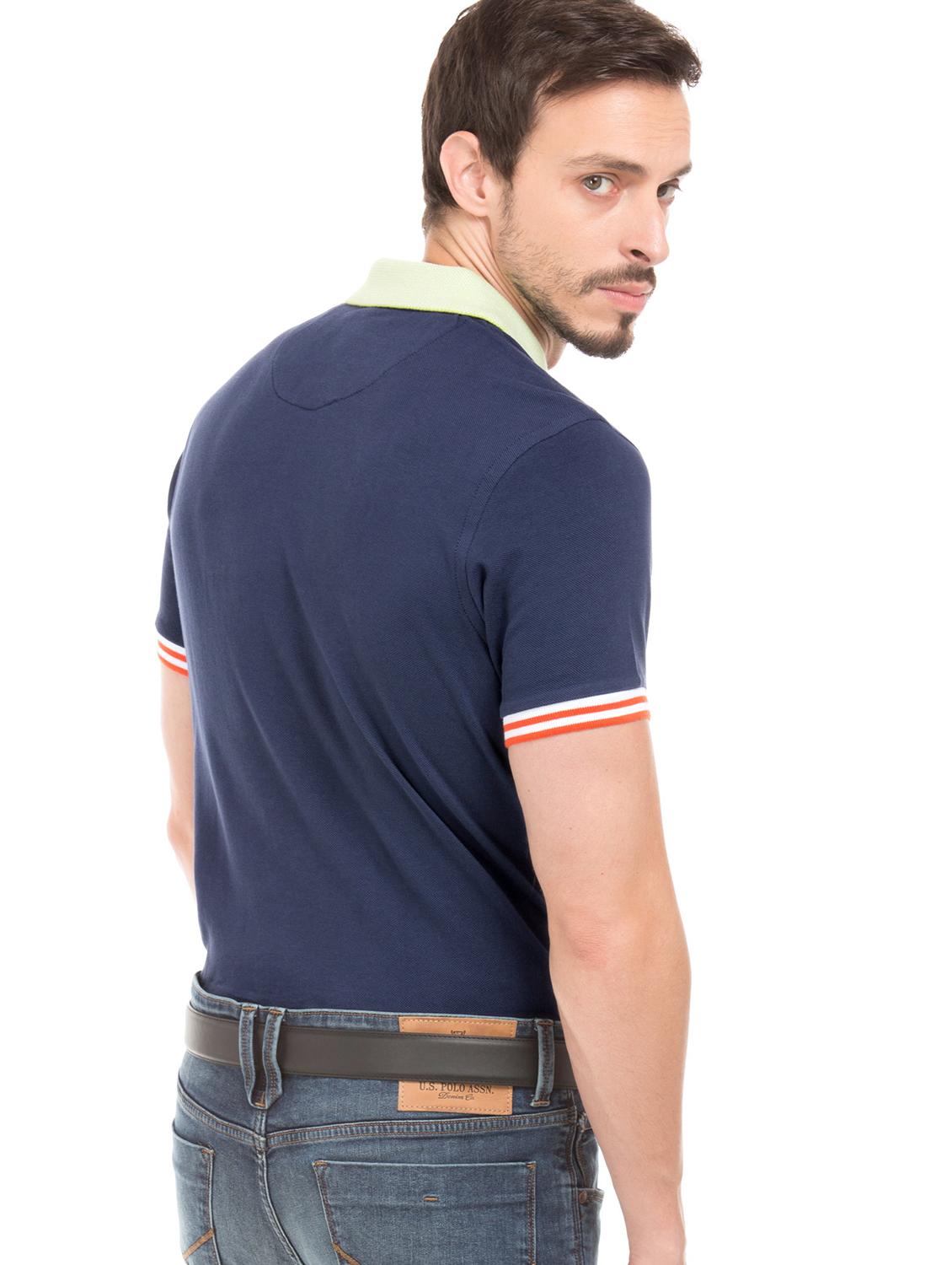 navy blue solid polo t-shirt - 17631684 - Zoom Image - 3