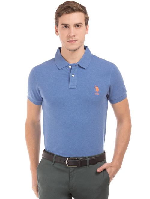 blue solid polo t-shirt - 17631699 - Standard Image - 1