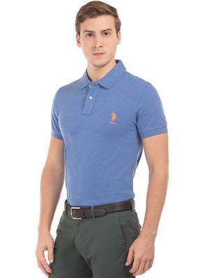 blue solid polo t-shirt - 17631699 - Standard Image - 2