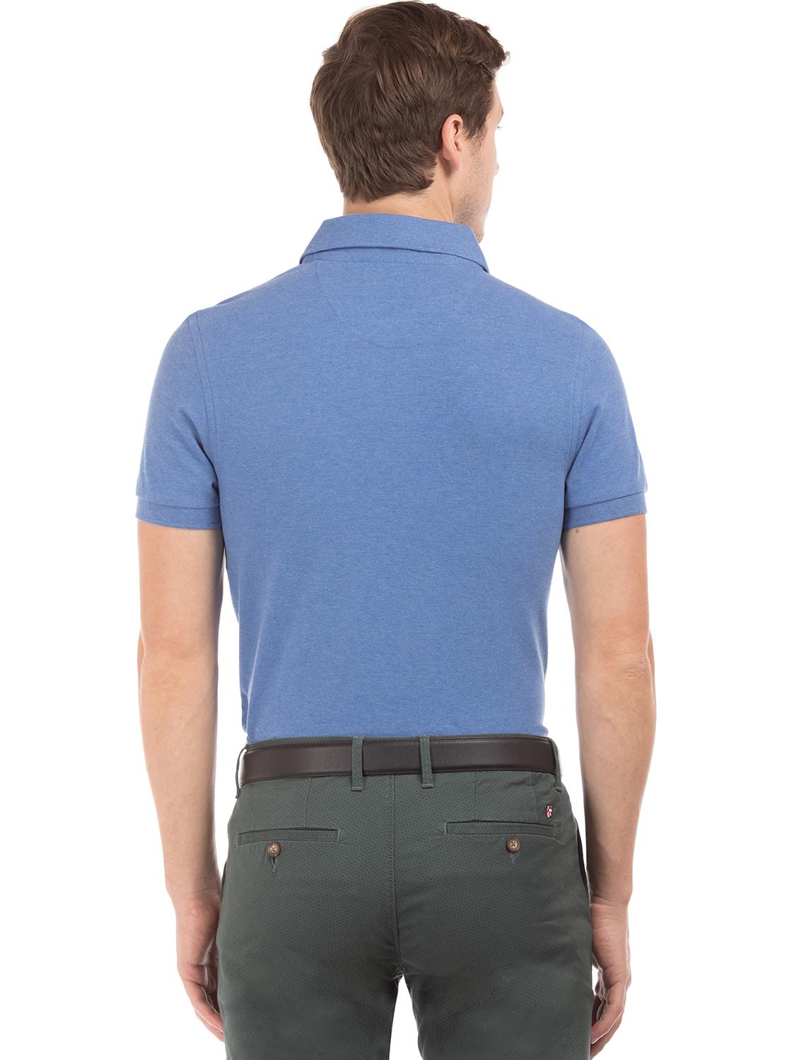blue solid polo t-shirt - 17631699 - Zoom Image - 3