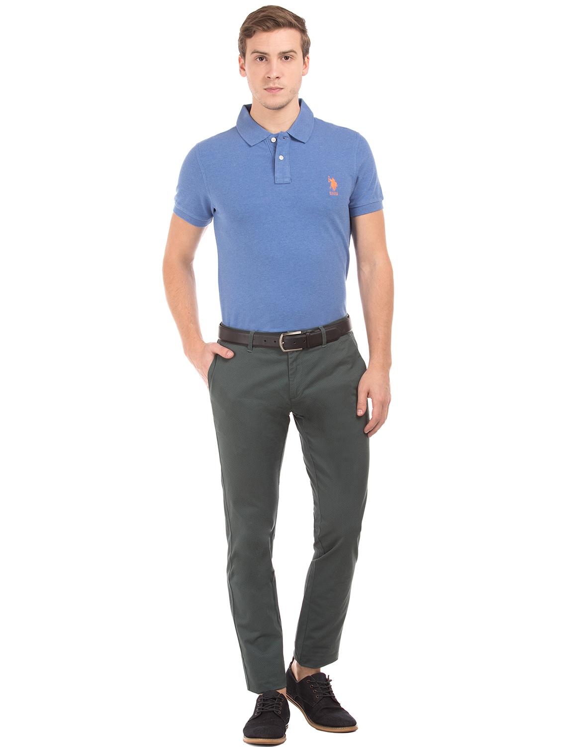 blue solid polo t-shirt - 17631699 - Zoom Image - 4