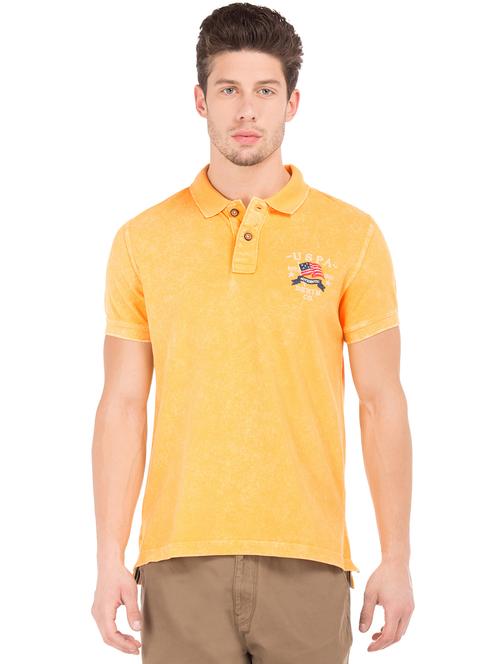 yellow printed polo t-shirt - 17631711 - Very Small Image - 1