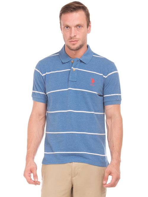 blue striped polo t-shirt - 17631754 - Standard Image - 1