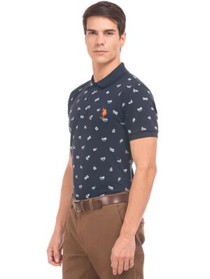 blue printed polo t-shirt - 17631757 - Standard Image - 2